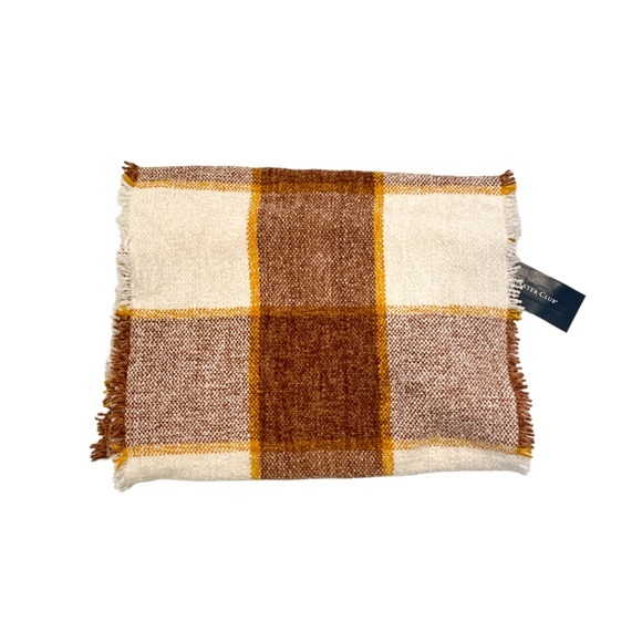 CHARTER CLUB Woven Chenille Loop Scarf - Ivory Plaid - NWT - Picture 2 of 2